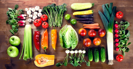 Wall Mural - Fresh fruits and vegetables.