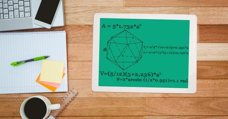 Poster - Math diagram and equations on digital tablet by note pad