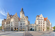 View on New town hall (Neues Rathaus) from Burgplatz square in Leipzig, Saxony, Germany