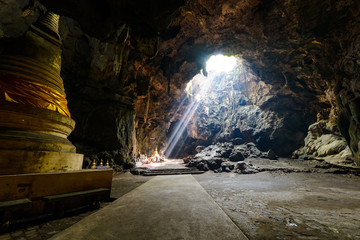 Sunbeam in buddha cave, Tham Khao Luang near Phetchaburi,Thailand