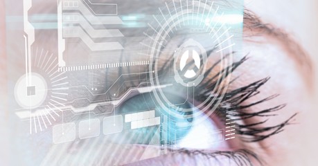 Poster - Eye looking at futuristic interface