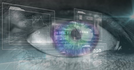 Poster - Close-up of eye with futuristic interface