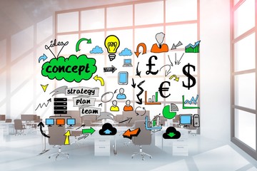 Poster - Digital composite image of business graphics in office