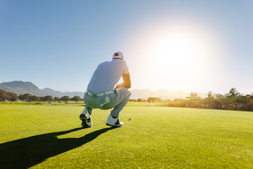 Wall Mural - Golf player aiming shot on course