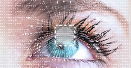 Poster - Close-up of eye with futuristic interface