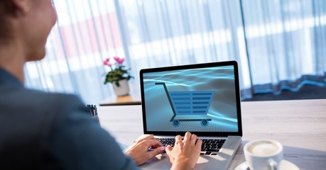 Poster - Businesswoman shopping online using laptop