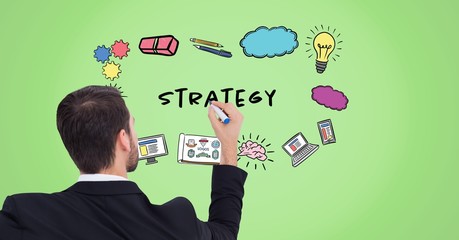 Poster - Businessman drawing strategy graphics