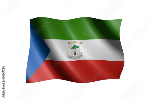 Fotografía Flag of Equatorial Guinea isolated on white, 3d illustration