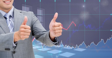 Poster - Midsection of businessman showing thumbs up sign