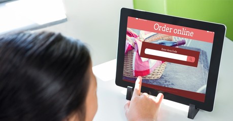 Poster - Cropped image of person shopping online using tablet PC
