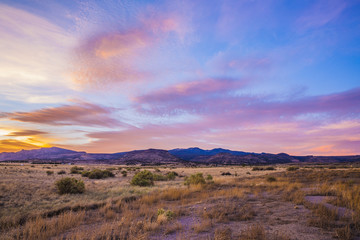 sunset over desert mountains