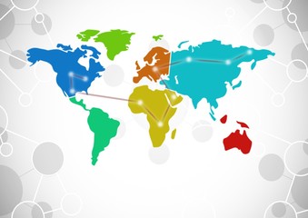 Poster - colorful map with connected background