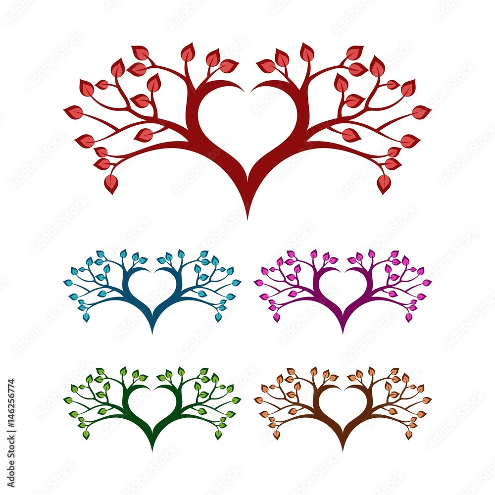 Love Tree Logo Design Vector Template Stock Vector | Adobe Stock