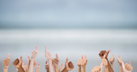 Poster - Thumbs up blue blurred background