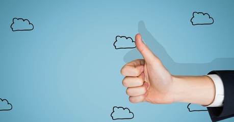 Poster - Thumbs up blue background with clouds
