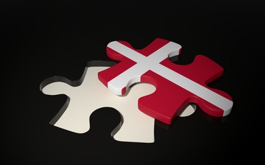 Poster - Denamrkian Flag Puzzle Piece - Flag of Denamrk.