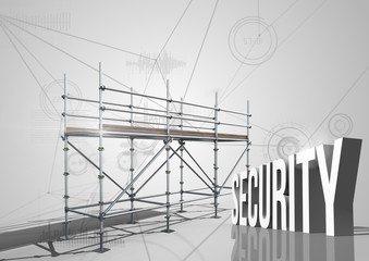 Poster - Security Text with 3D Scaffolding and connections
