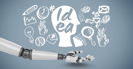 Poster - Android hand open with idea graphics drawings