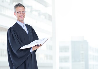 Poster - Judge holding book in front of bright background