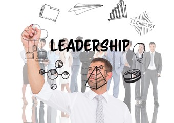 Poster - Leadership graphic in front of business people