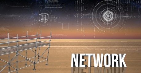 Poster - Network Text with 3D Scaffolding and landscape