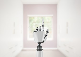 Poster - Android Robot hand pointing with bright room gallery background