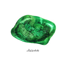 Watercolor Minerals: Malachite Isolated On White Background