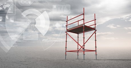 Poster - Sky landscape with technology interface and 3D Scaffolding