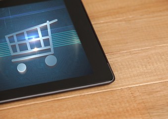 Poster - Tablet with Shopping trolley icon