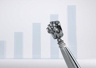 Poster - Android Robot hand fist with bright incremental chart background
