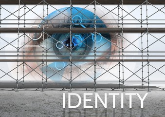 Poster - Identity Text with 3D Scaffolding with eye interface