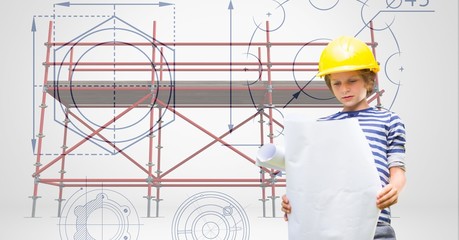 Poster - Composite image of kids and work equipment
