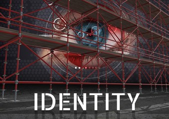 Poster - Identity Text with 3D Scaffolding and eye interface