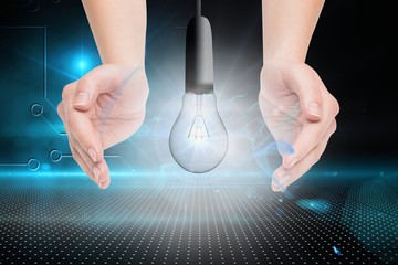 Poster - bulb on hands