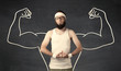© ra2 studio - Young weak man with drawn muscles