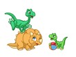 Three baby dinosaurs play cartoon illustration 