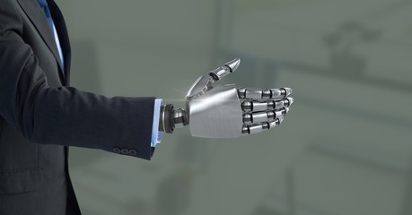 Poster - Android Robot hand open with green background