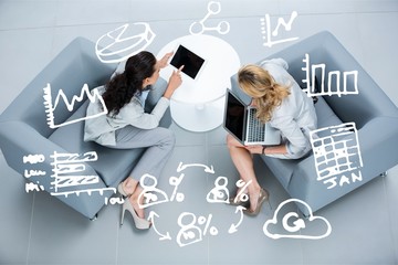 Poster - Composite image business women using tablet and computer
