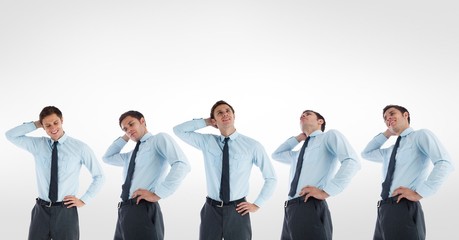 Poster - Multiple image of confused businessman against white background