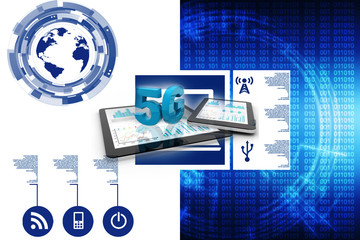 Poster - 3d rendering 5G Network 5G Connection with data
