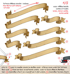 Wall Mural - Papyrus Ribbons Diagonal Bottom Left Towards Top Right – Two Designs by Four Sizes