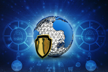 Poster - 3d rendering Protect the World
