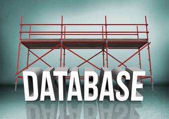 Poster - 3D word database against scaffolding in green room
