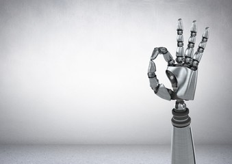 Poster - Android Robot hand gesture OK with grey background