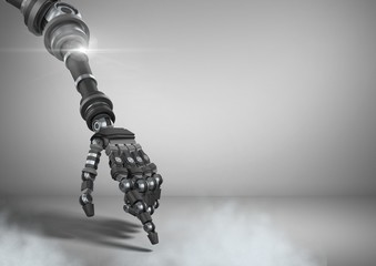 Poster - Android Robot hand pointing with grey background