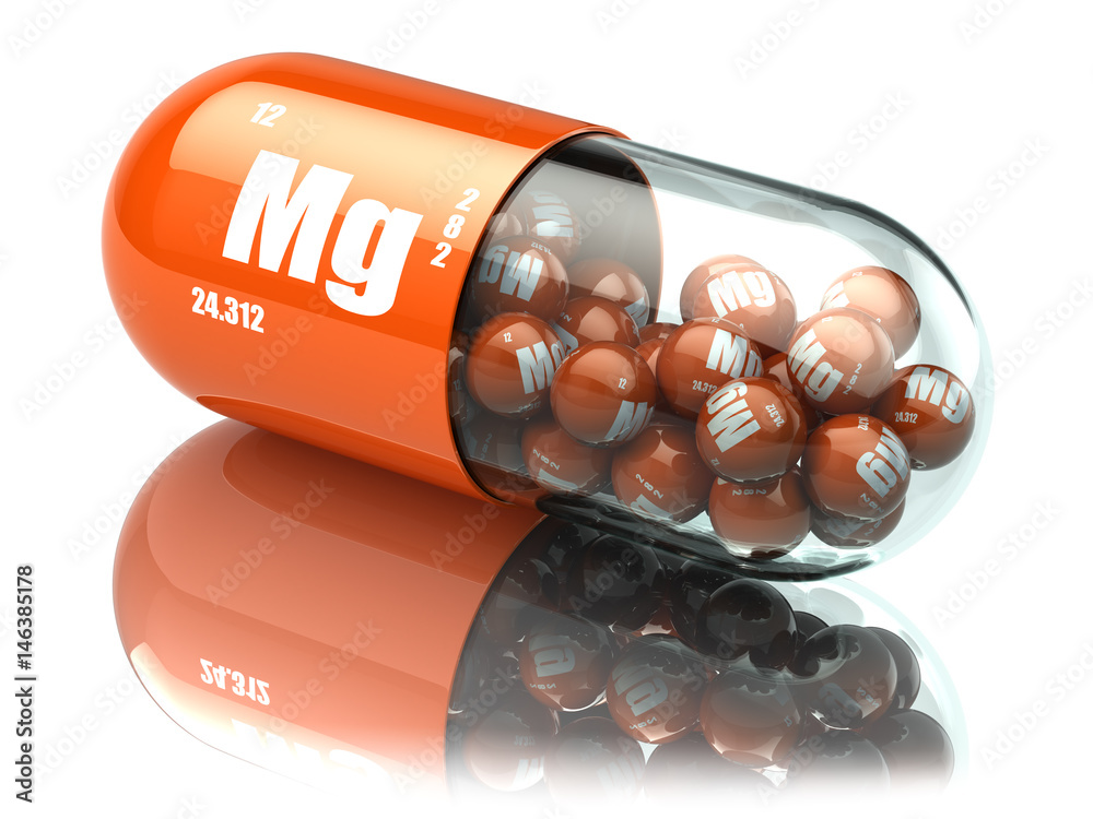 Manganese magnesium Mg element pill. Dietary supplements. Vitamin capsules. - obrazy, fototapety, plakaty 