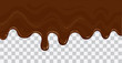 Flowing melted chocolate cartoon vector illustration isolated on transparent background