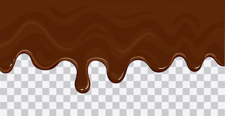 flowing melted chocolate cartoon vector illustration isolated on transparent background