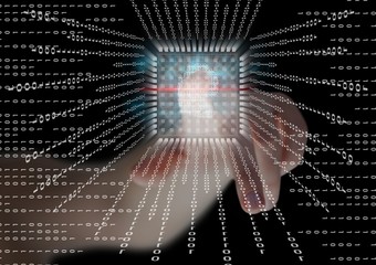 Poster - fingerprint scan, binary code