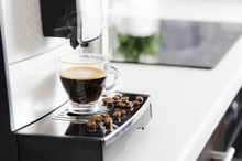 Home Professional Coffee Machine With Espresso Cup.